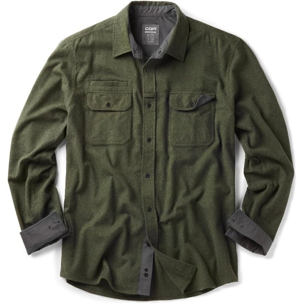 🆕Mens Hunter Green Mood Cotton Flannel Shirt Long Sleeve Casual Outdoor Plaid